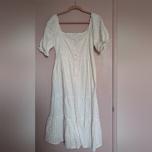 En Creme White Cotton Eyelet Dress